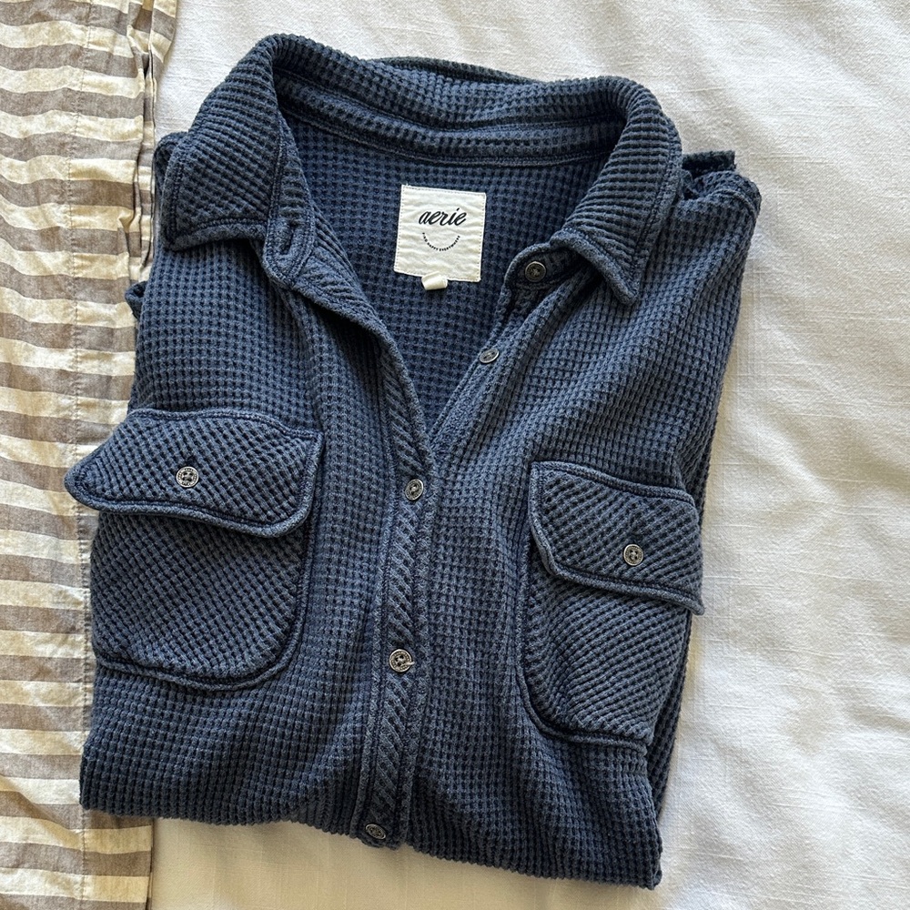 Aerie Waffle Button Down Shirt (Anytime Fave Shirt Waffle)